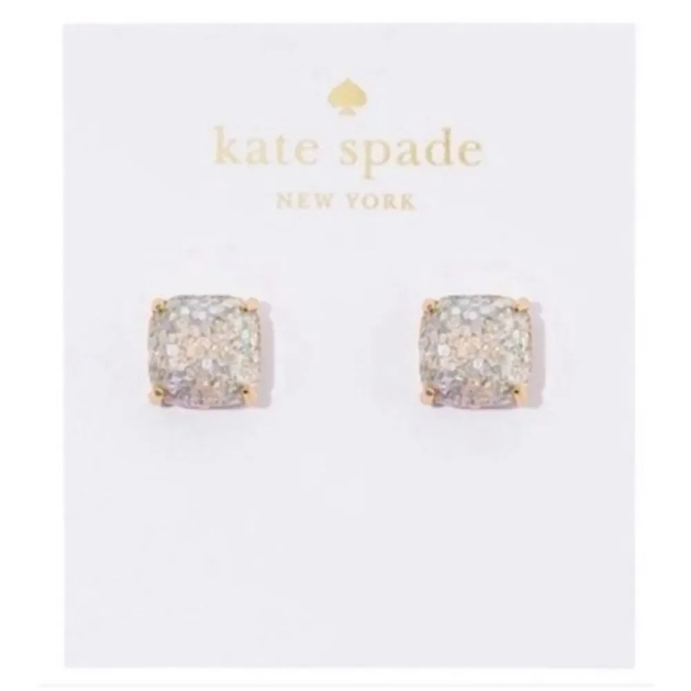 Kate Spade New York Pavé Crystal Cushion Stud Earrings Gold Tone NWT